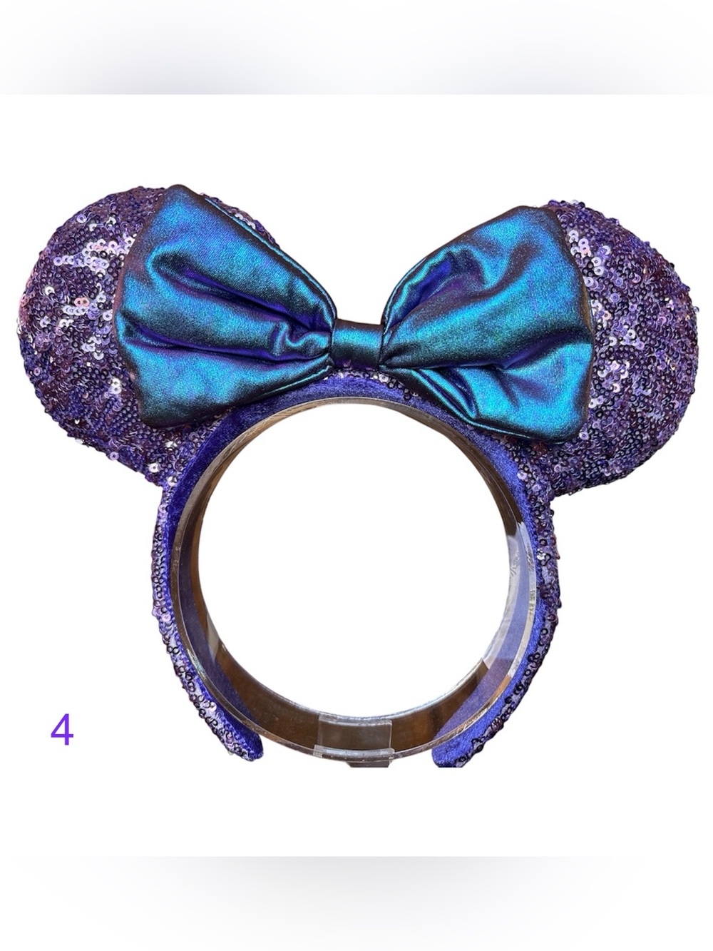 Disney Purple Potion Minnie Mouse Bow Sequins Iridescent Headband Ears NEW! 4